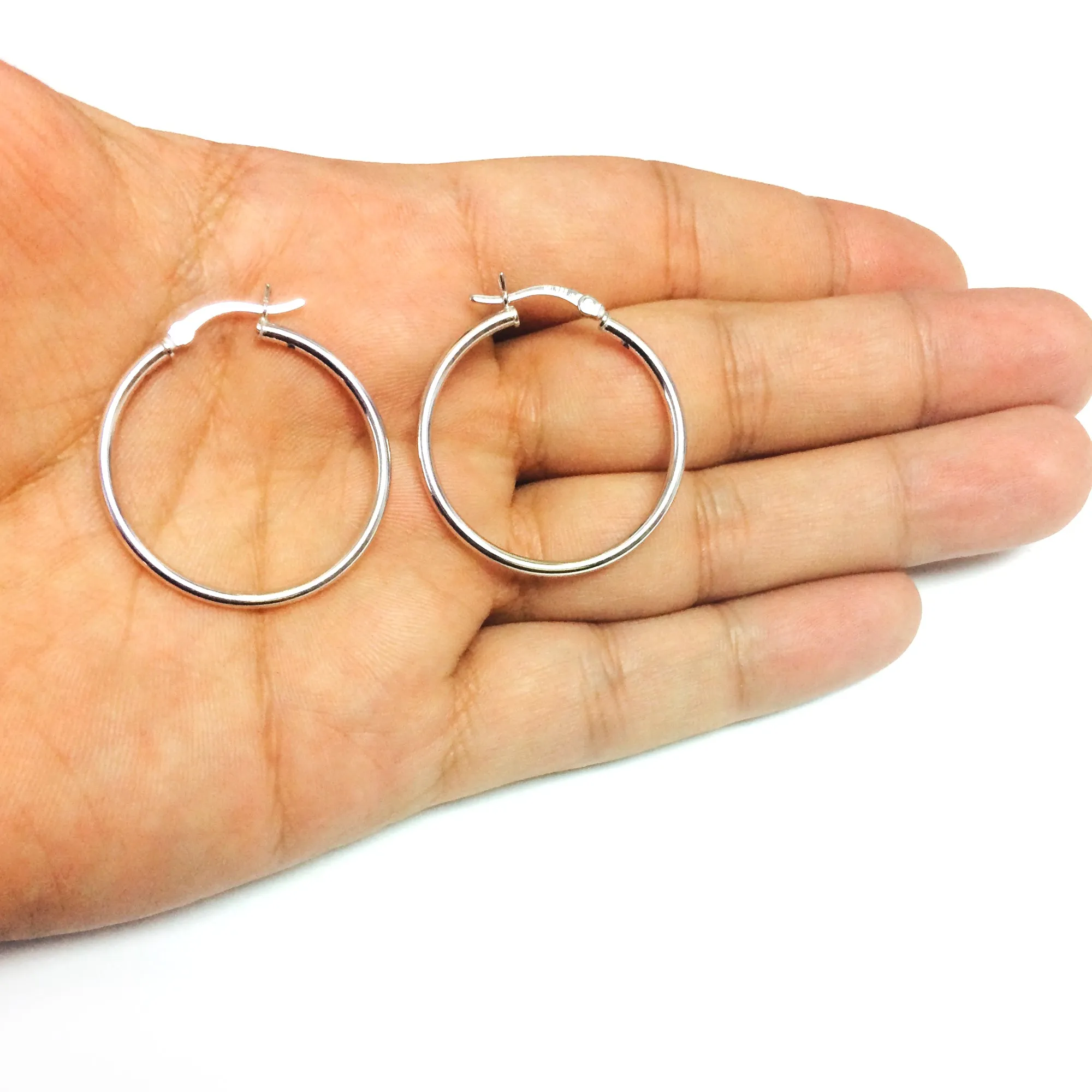 Sterling Silver Round Snuggable Huggie Hoop Earrings