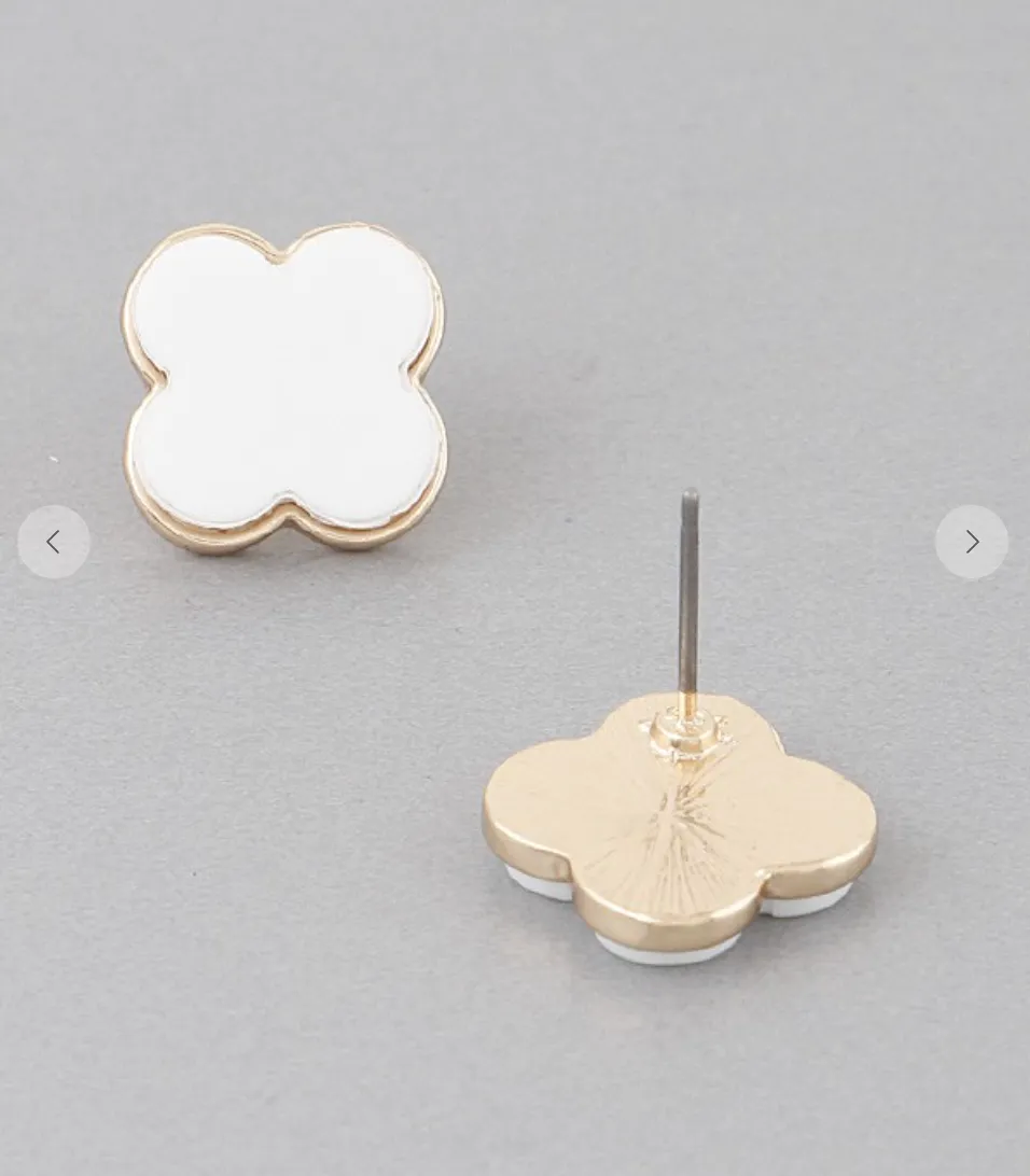 Stone Clover Stud Earrings