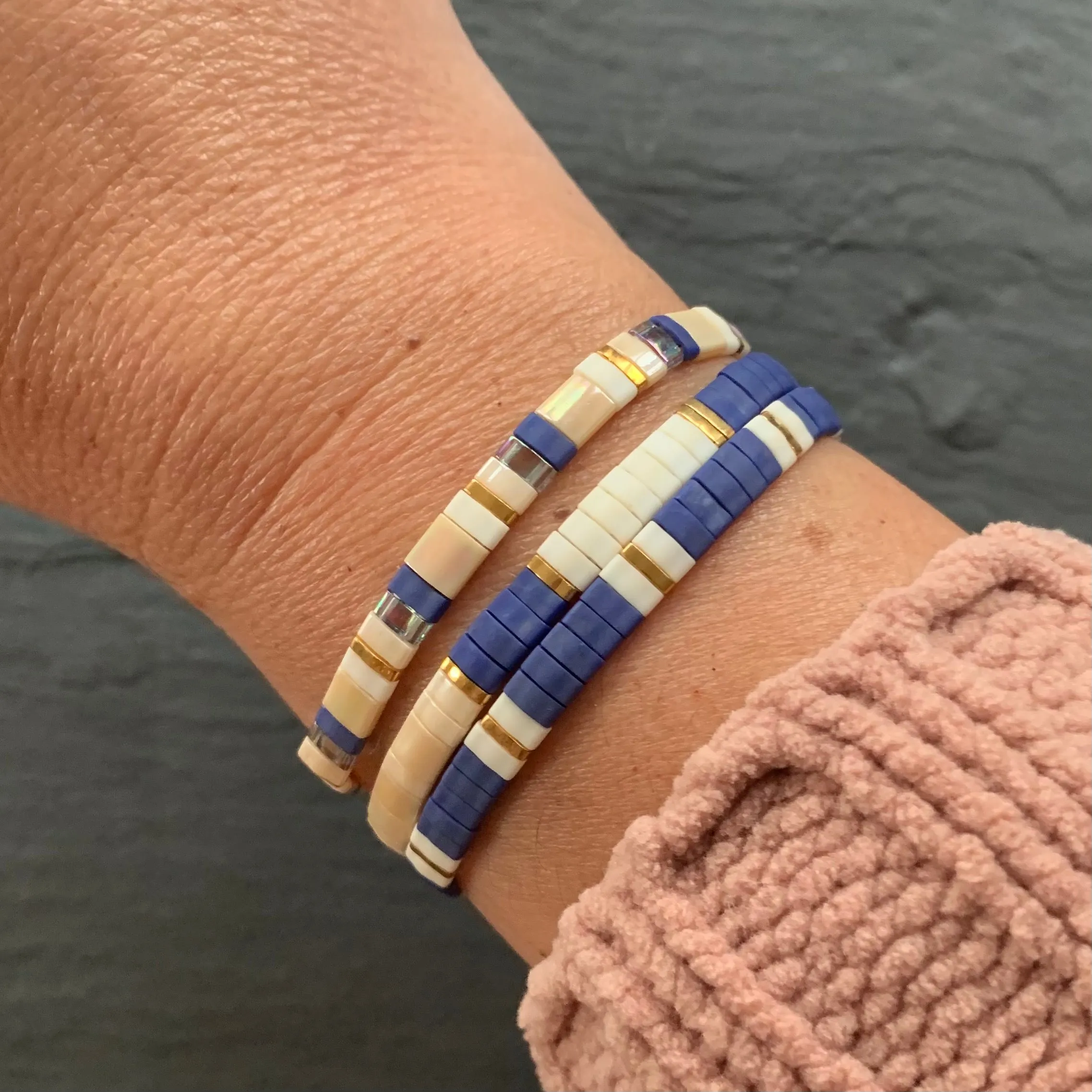 Stretch Tile Bracelet - NAVY PATTERN