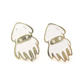 Super Mario Themed Squid Blooper Shaped Stud Earrings in Gold | Limited Edition Jewelry