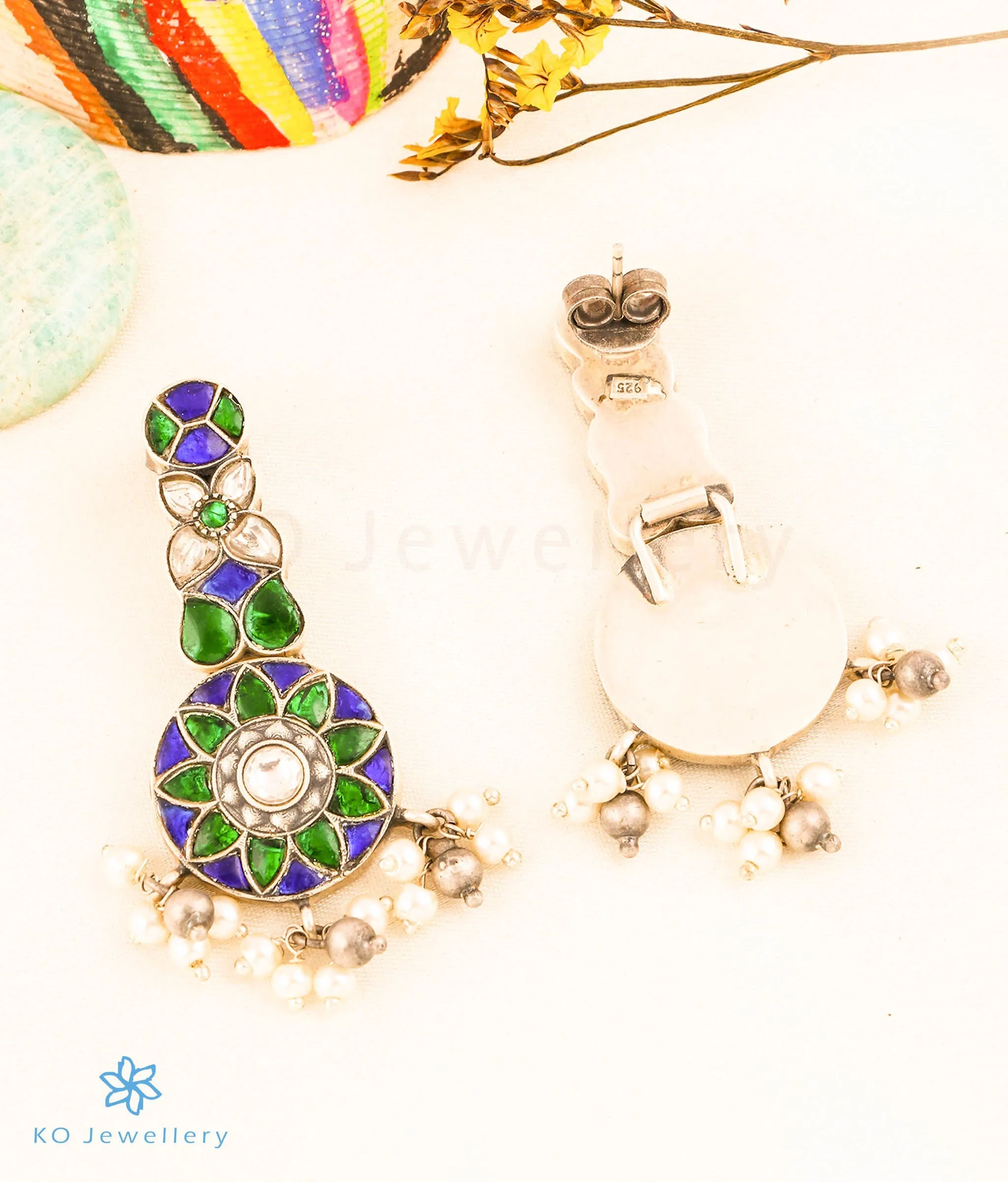 The Utkarsh Silver Choker Necklace & Earrings (Green)