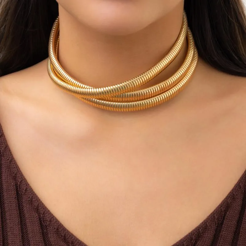 Three-tone Layer Snake Chain Choker