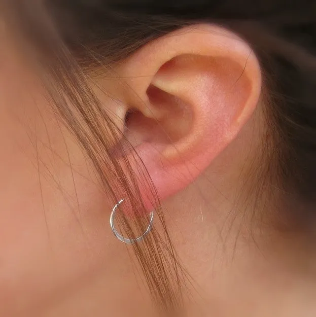 Tiny Hoop Earring Hammered Endless - Choose Your Diameter, Gauge, Metal