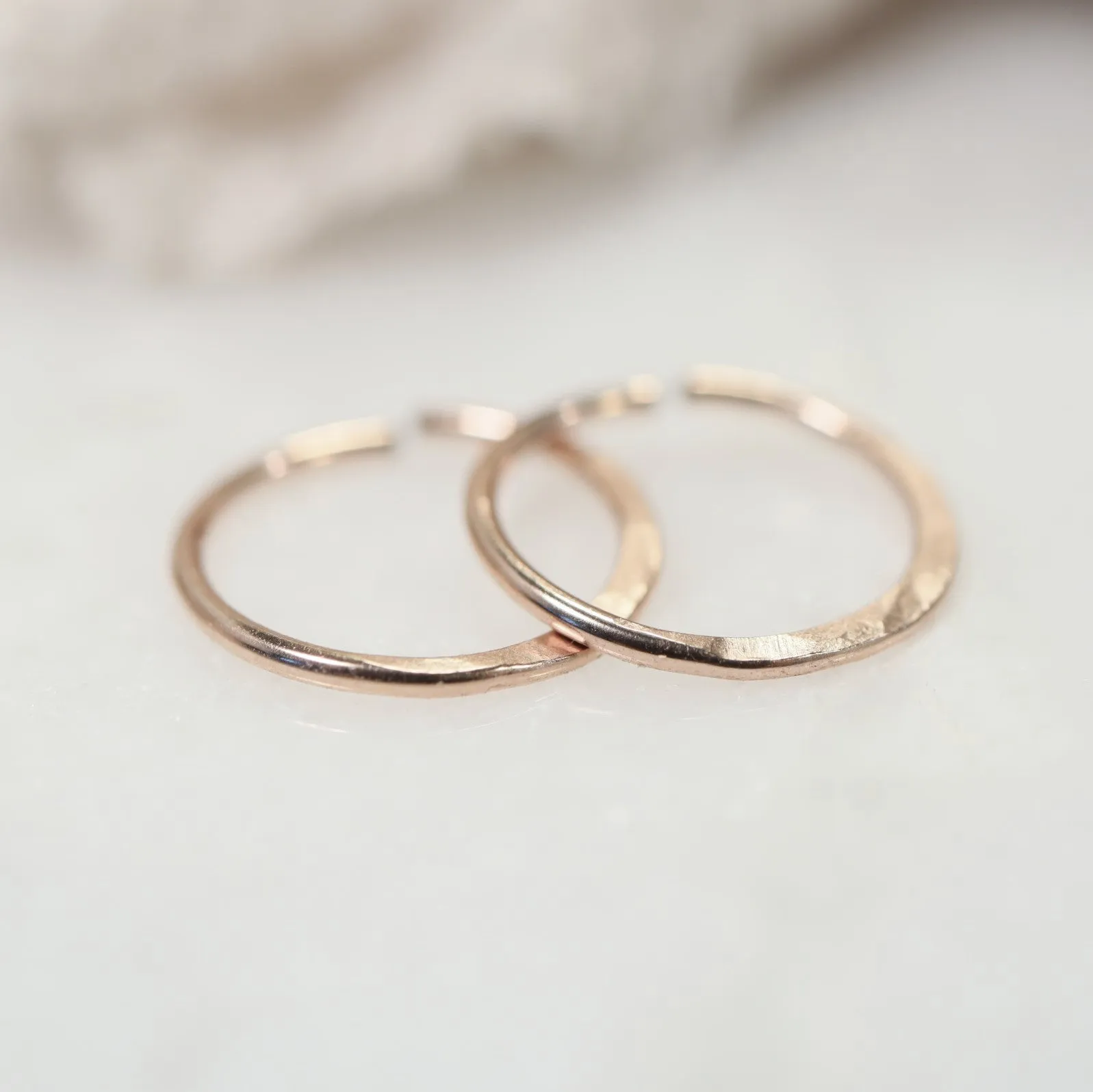 Tiny Hoop Earring Hammered Endless - Choose Your Diameter, Gauge, Metal