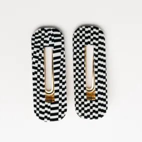 Tortoise Hair Clip Duo in Black & White Check by NAT   NOOR