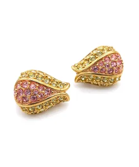 【USA輸入】ヴィンテージ SWAROVSKI チューリップ パヴェ イヤリング/Vintage SWAROVSKI Pave Tulip Clip On Earrings