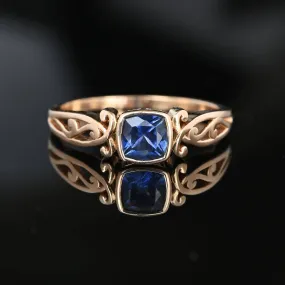 Vintage 14K Rose Gold London Blue Topaz Ring