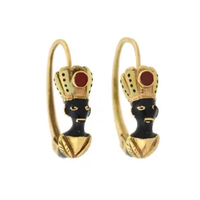 Vintage 14kt Enameled Blackamoor Earrings