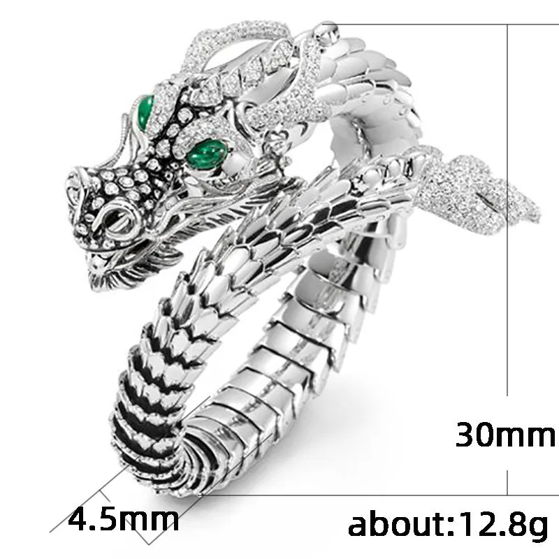 Vintage Gothic Stainless Steel Emerald Eyes Dragon Ring