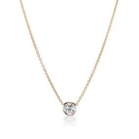 VODA 1 CARAT ROUND CUT DIAMOND PENDANT 14K ROSE GOLD G COLOR SI1 CLARITY BEZEL SET BY MIKE NEKTA