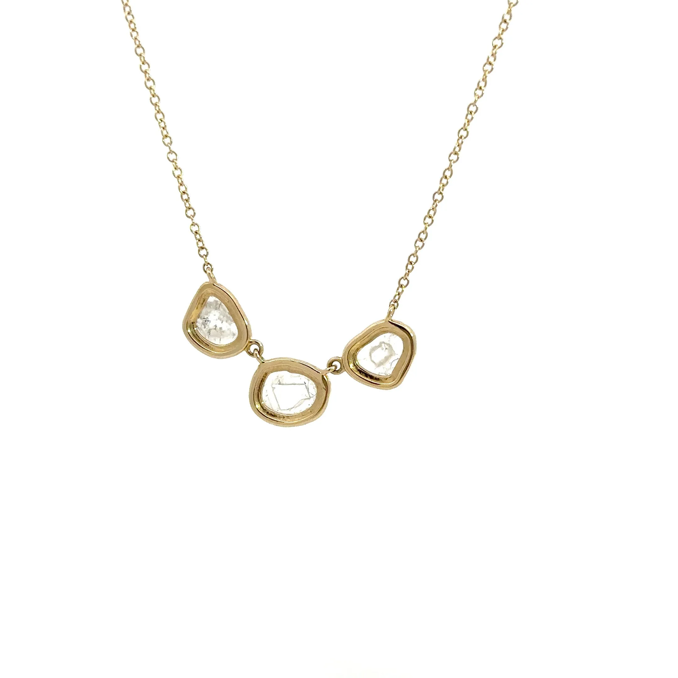 WD1226 14kt Yellow Gold 3 sliced Diamond Necklace