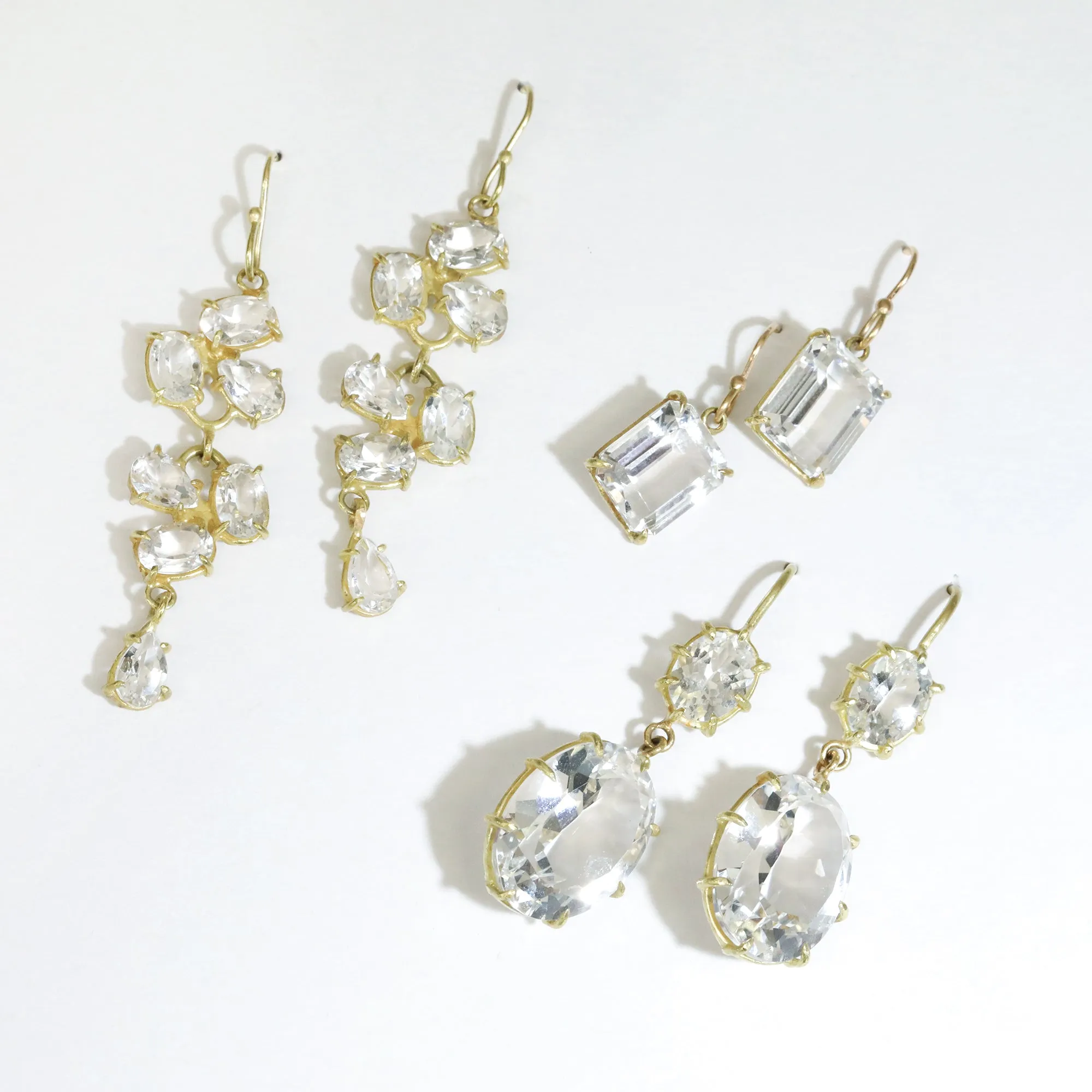 White Topaz Double Dangly Florette Earrings