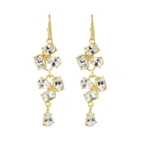 White Topaz Double Dangly Florette Earrings