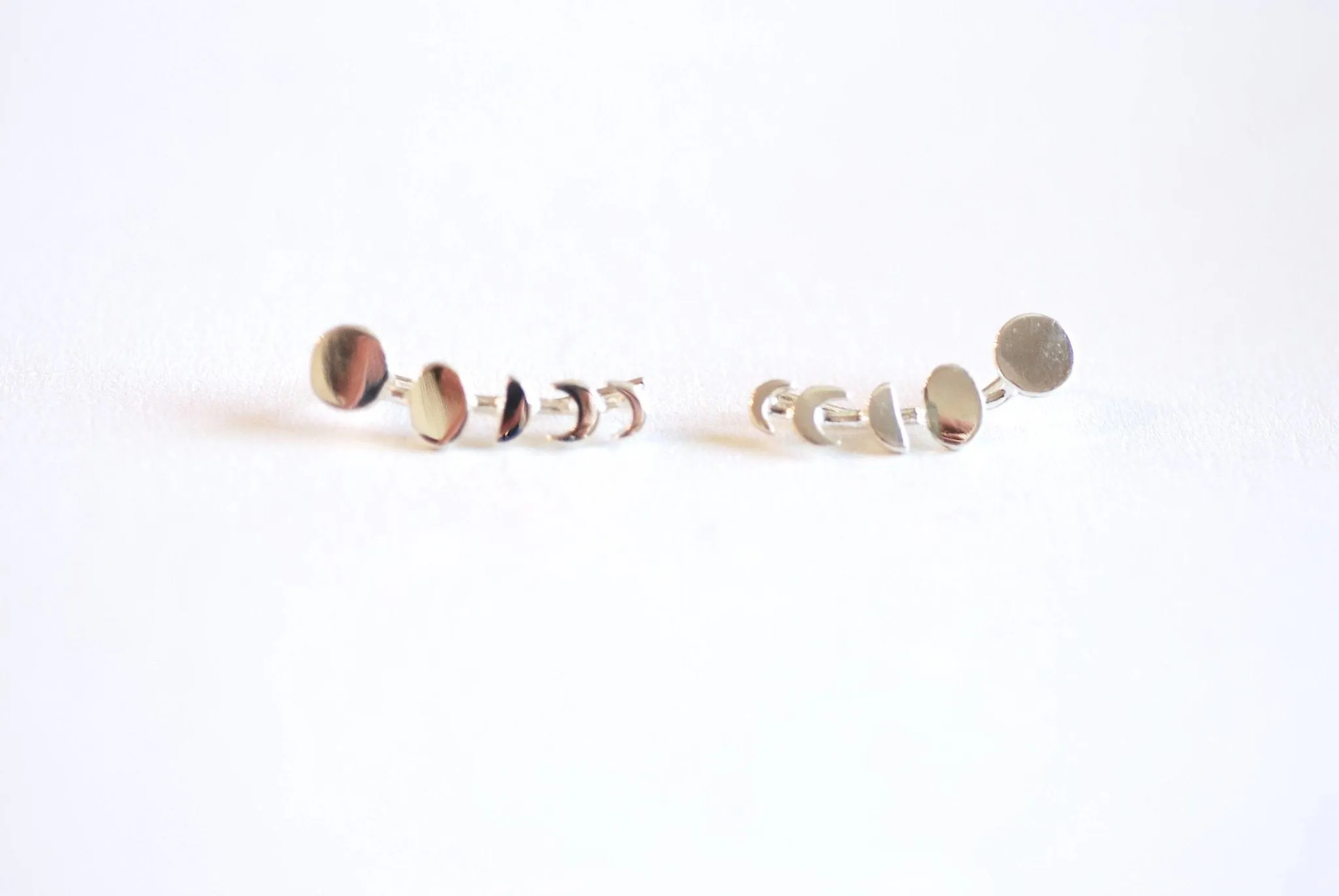 Wholesale Moon Phases Earrings Ear Climbers- 925 Sterling Silver, Gold, Rose Gold, Moon Phase Ear Crawlers, silver ear climbers, Moon Earrings, Sweeps