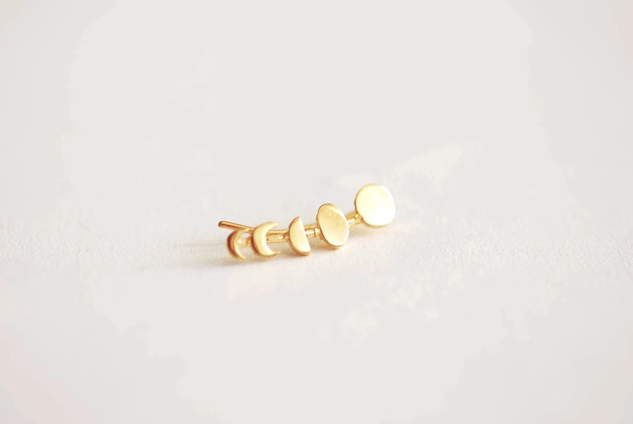 Wholesale Moon Phases Earrings Ear Climbers- 925 Sterling Silver, Gold, Rose Gold, Moon Phase Ear Crawlers, silver ear climbers, Moon Earrings, Sweeps