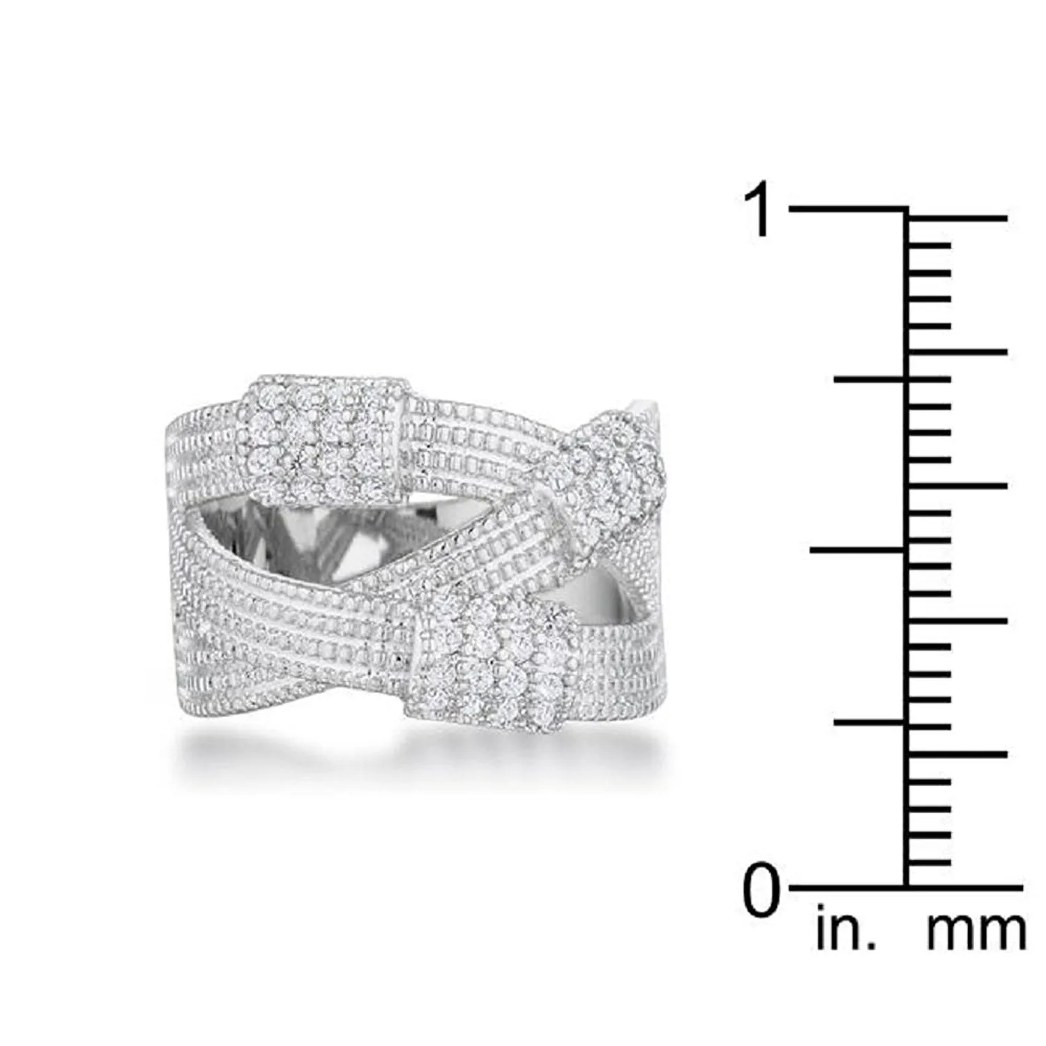 WildKlass 0.36ct CZ Rhodium Plated Wide Cable Statement Ring