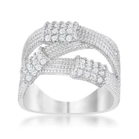 WildKlass 0.36ct CZ Rhodium Plated Wide Cable Statement Ring