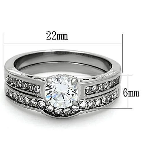 WildKlass Stainless Steel Wedding Ring High Polished (no Plating) Women AAA Grade CZ Clear