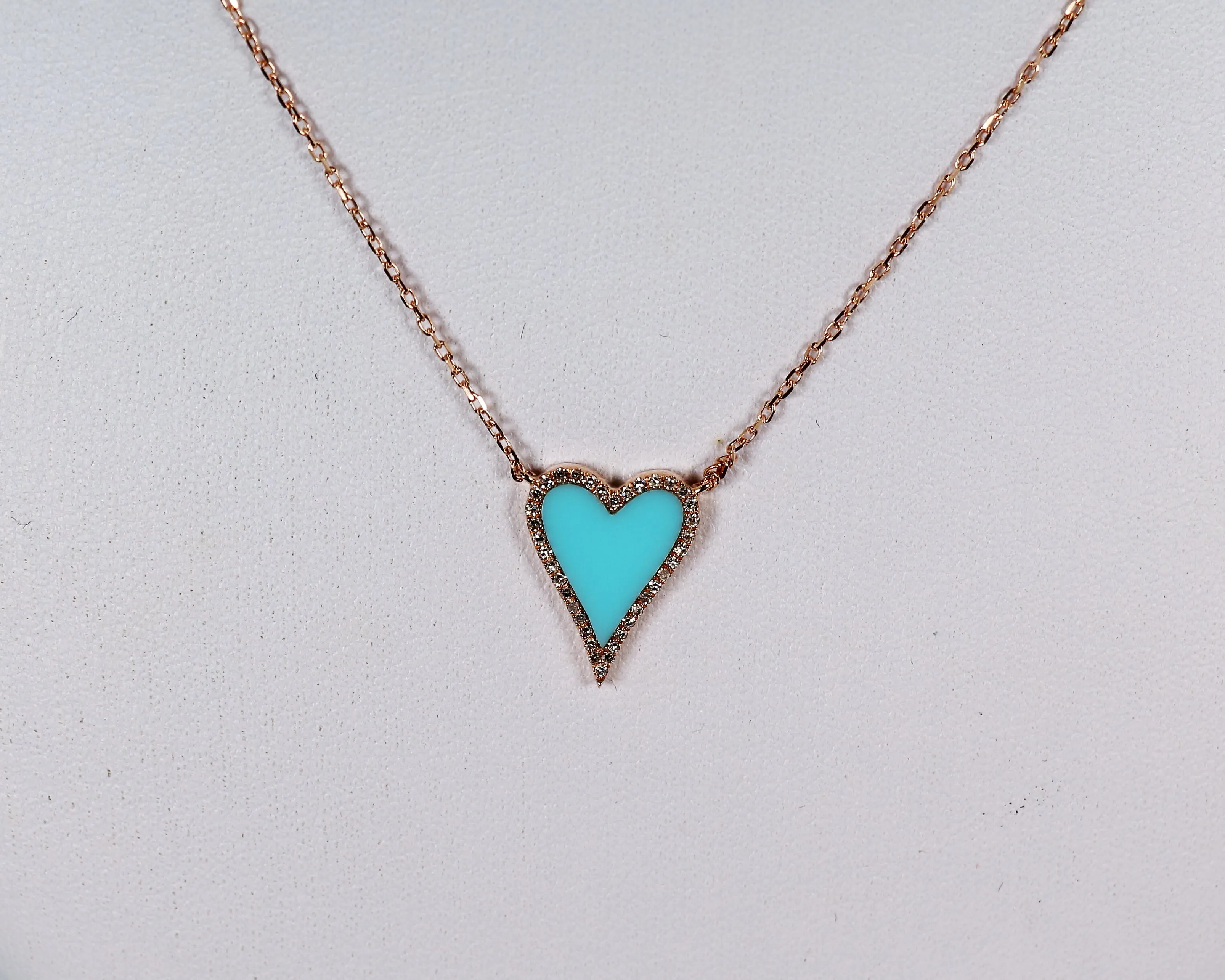 Woman 14k Rose Gold Heart Chain & Pendant