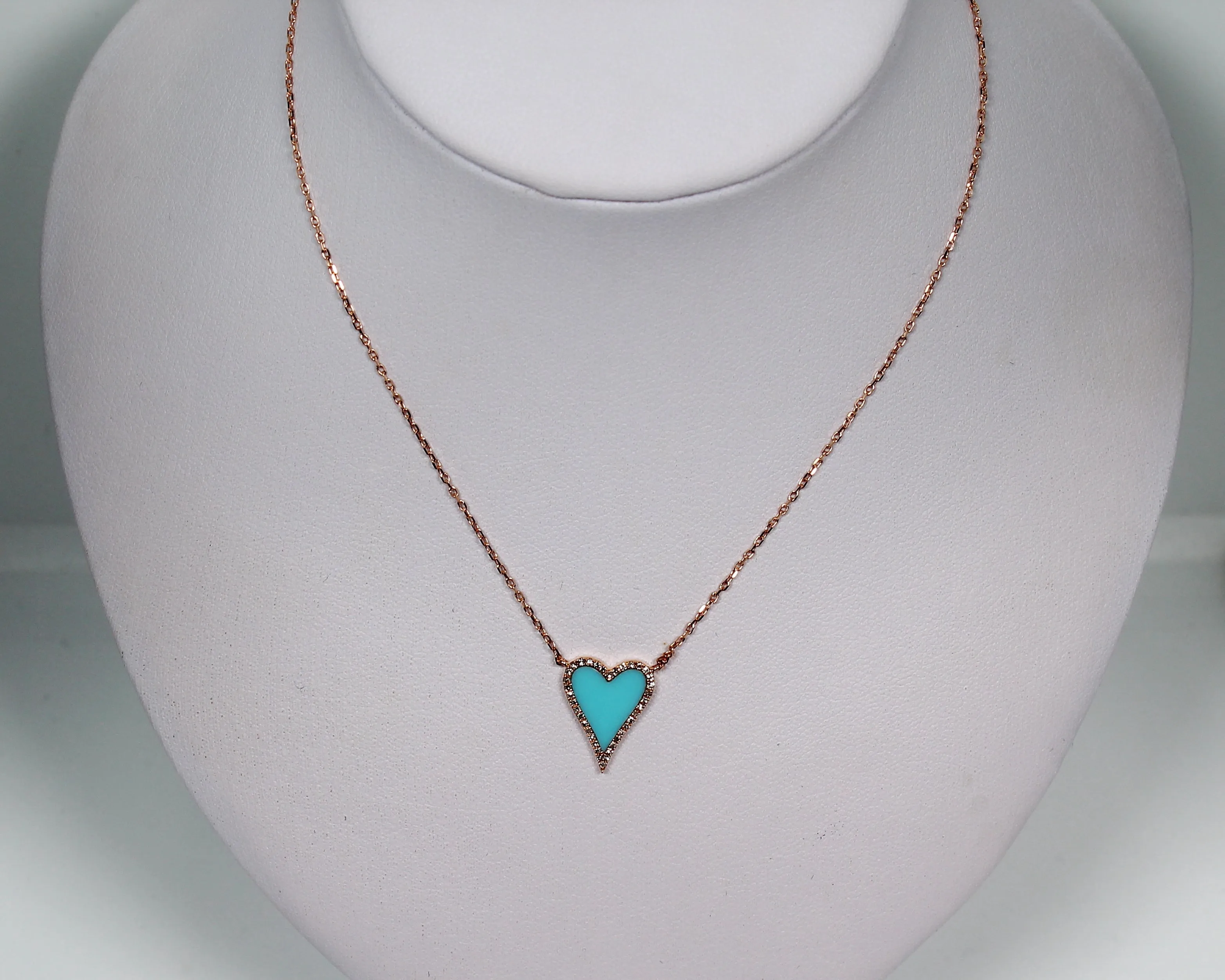 Woman 14k Rose Gold Heart Chain & Pendant