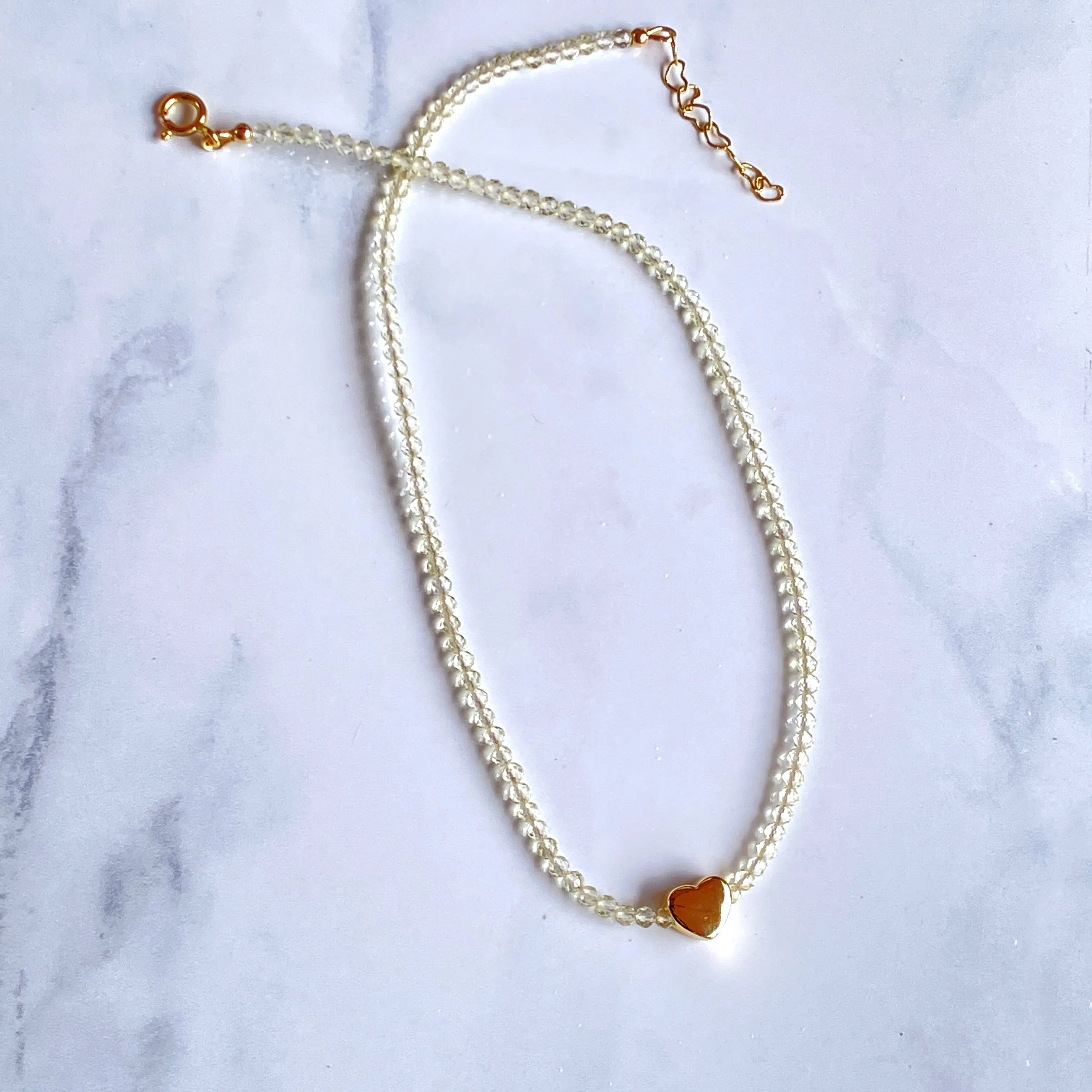 Yellow Topaz gemstone Heart Choker Necklace