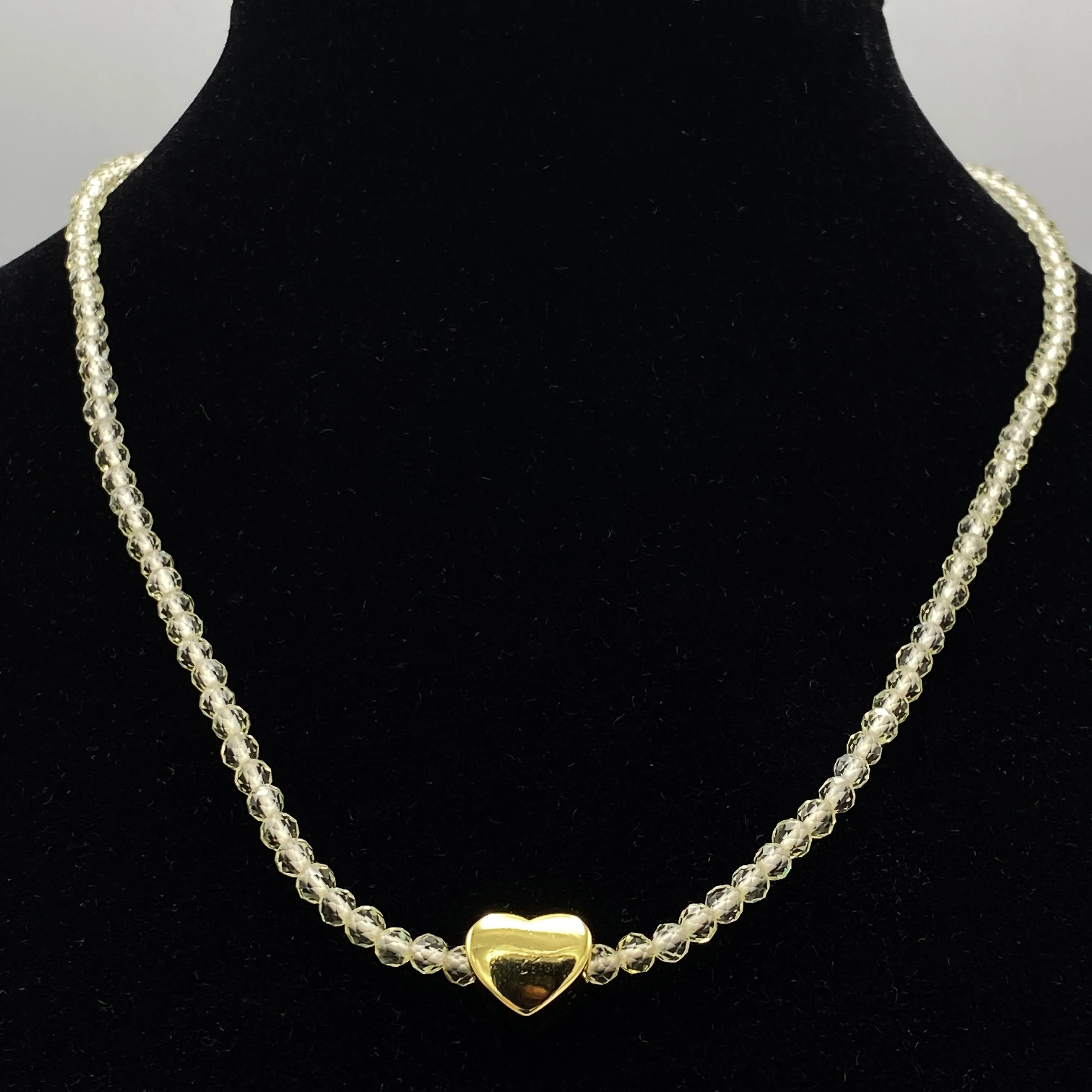 Yellow Topaz gemstone Heart Choker Necklace